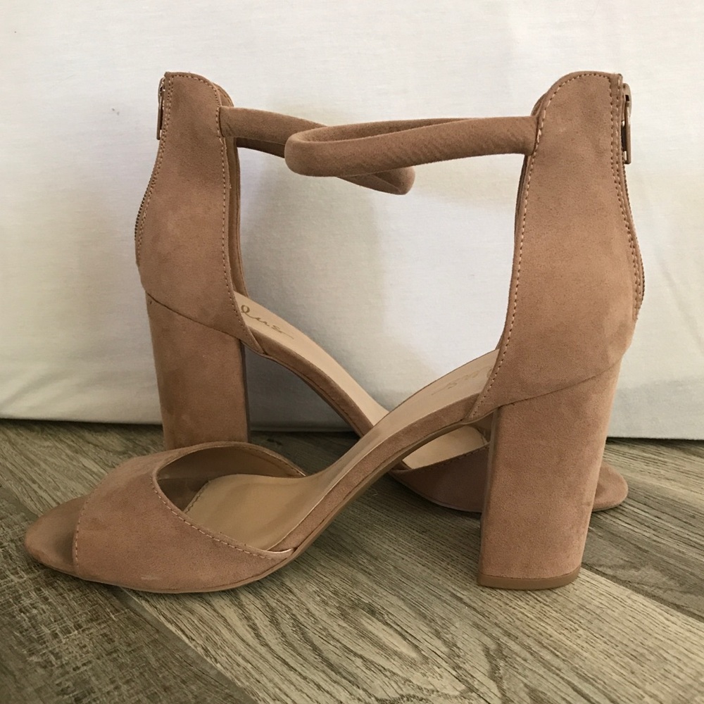 Sidecar Cutie Taupe Suede Ankle Strap Heels